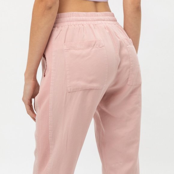 NEW Pink Tencel High Waist Rib Panel Jogger Pants - Picture 5 of 9